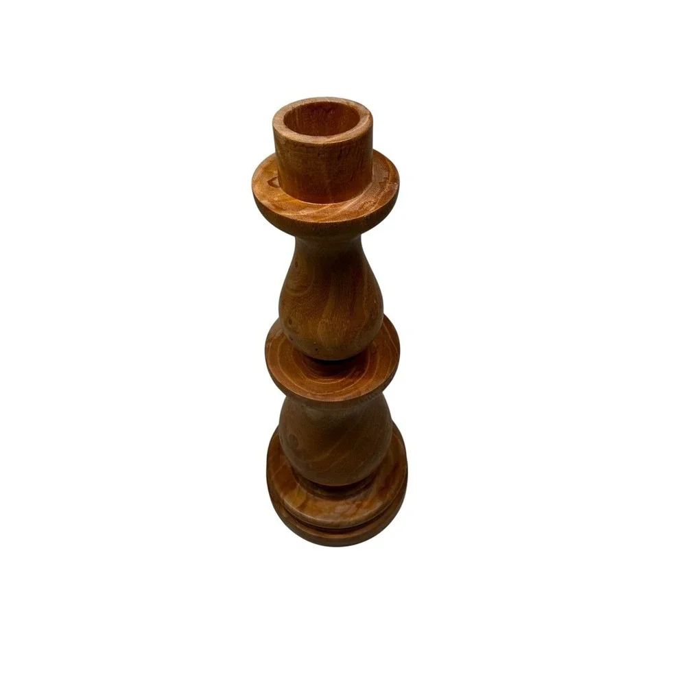 Vintage Hand Turned Wooden Candlestick Taper‎ Holders Hardwood Cottagecore